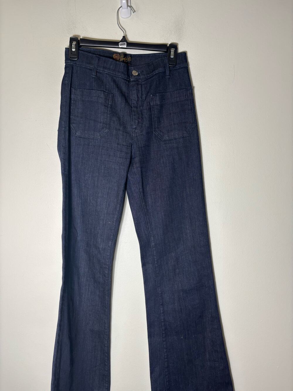 The Seafarer Dark Wash Denim Wide Leg Blue Jeans with Flat Front Pockets Sz 28